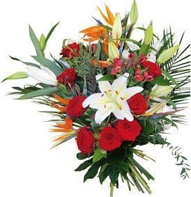 gerbe_fleurs_pour_deuil_rouge_orange_et_blanche_avec_kentia-_strelitzias-_lys